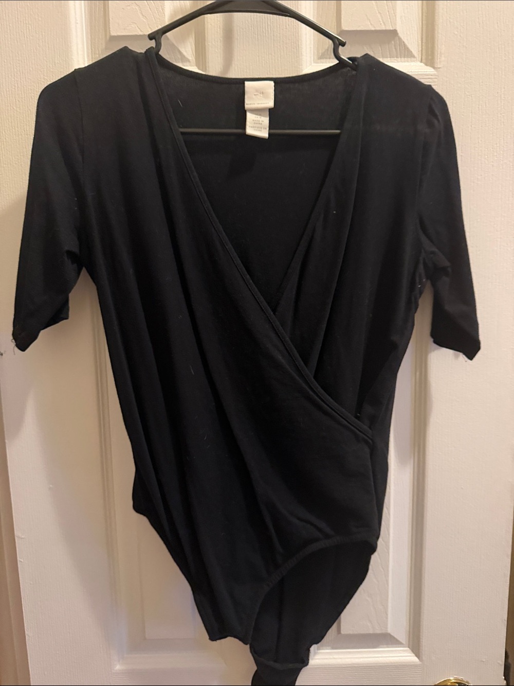 H&M Black Wrap-Front Short Sleeve Bodysuit